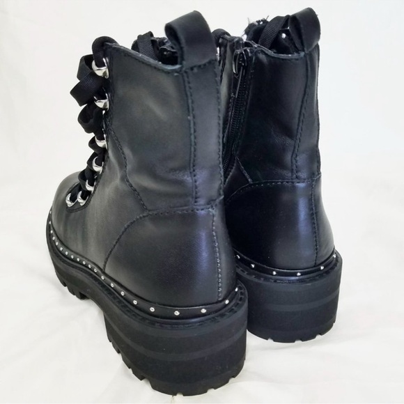 NWOB! Steve Madden Tweed Studded Lug Rubber Sole Platform Grunge Moto Leather - Picture 10 of 13